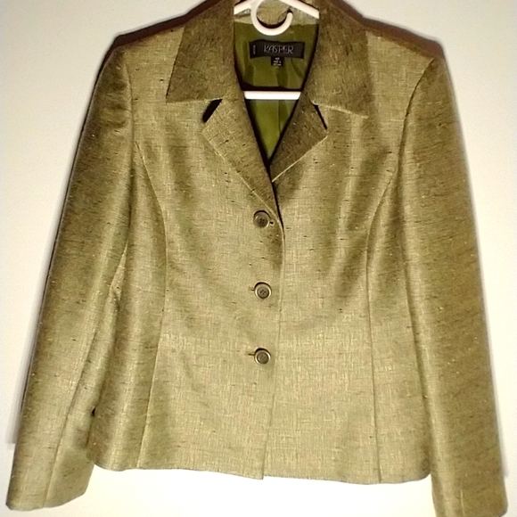 Kasper Blazer Olive Green Metallic size 10 petite - Picture 1 of 3